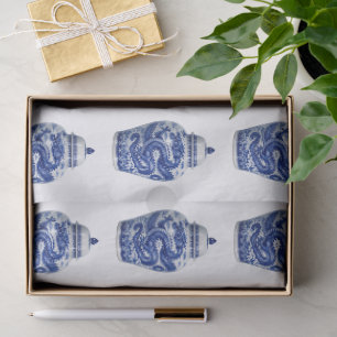 Blue and White Chinoiserie Jar Decoupage Pattern Tissue Paper
