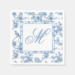 Blue and White Chinoiserie Monogram Notebook Napkin