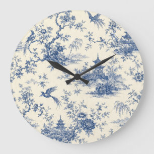 Blue and White Chinoiserie Pagoda Wall Clock