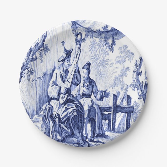 Blue and White Chinoiserie  Paper Plate (Front)