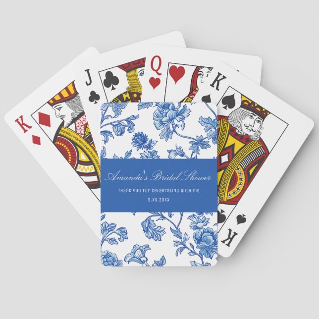Blue and White Chinoiserie Thank You Gift Game Playing Cards (Back)