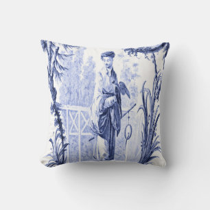 Blue and White Chinoiserie Throw Pillow