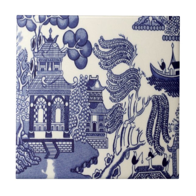 Blue and White Chinoiserie  Tile (Front)