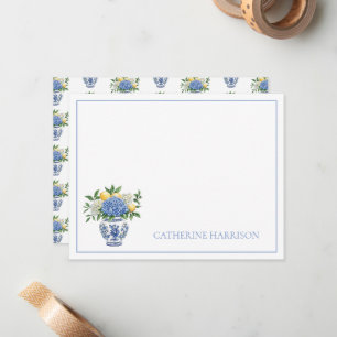 Blue and White Chinoiserie Vase With Hydrangeas Card