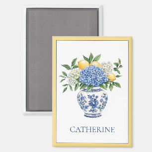 Blue and White Chinoiserie Vase With Hydrangeas Magnet