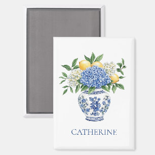 Blue and White Chinoiserie Vase With Hydrangeas Magnet
