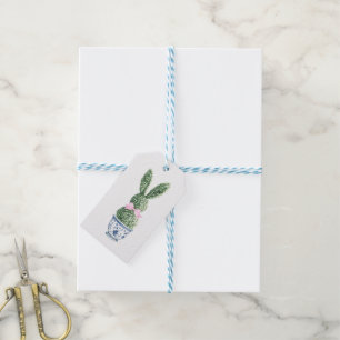 Blue and White Chinoiserie With Rabbit Topiary Gift Tags