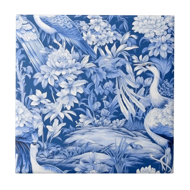 Blue and White Chinoserie Series Design 8 Tile (Front)
