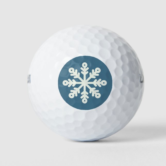 Blue and White Christmas Snowflake Golf Balls (Front)