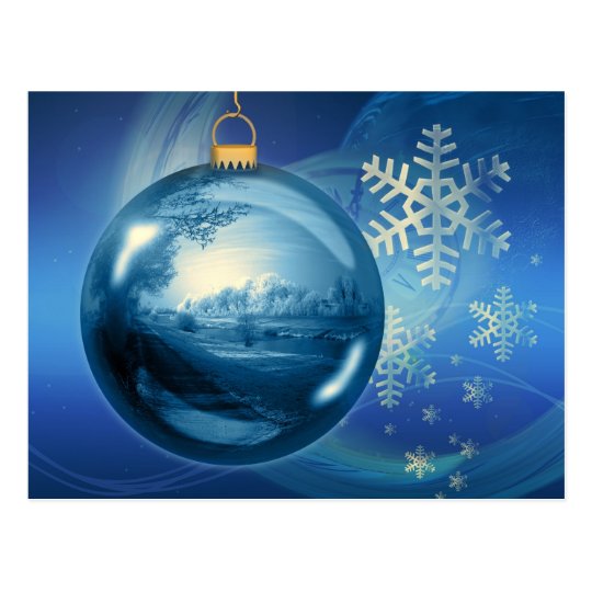 Blue and White Christmas Snowflake Ornament Postcard