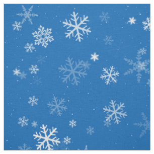 Blue and White Christmas Snowflake Pattern Fabric