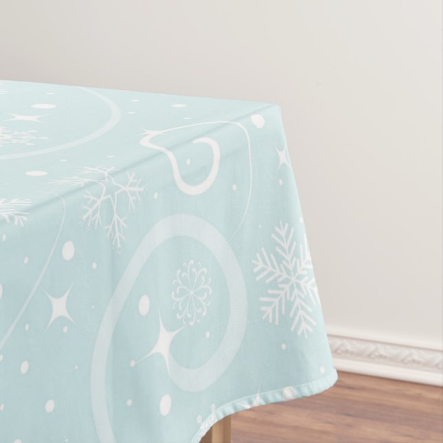 Blue and White Christmas Snowflakes Design Tablecloth (In Situ)