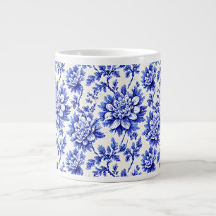 Blue and White Chrysanthemum French Country Decor Large Coffee Mug