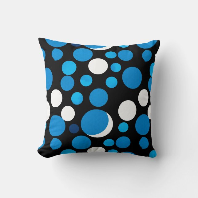 Blue and White Circles Pattern Throw Pillow (Front)