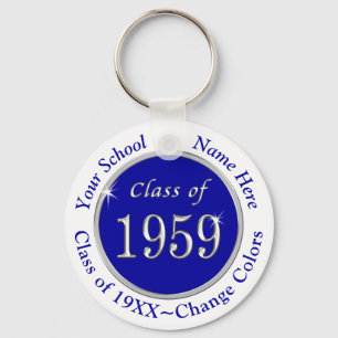 Blue and White Class of 1959 Customizable Keychain