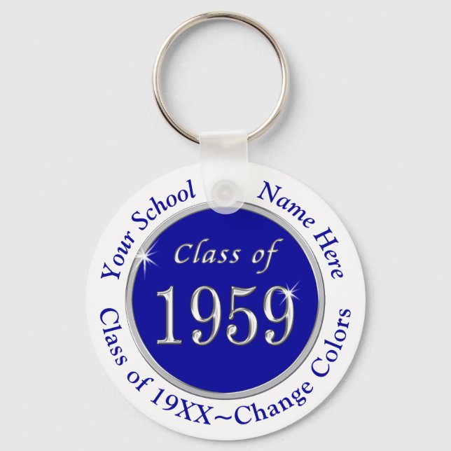 Blue and White Class of 1959 Customizable Keychain (Front)