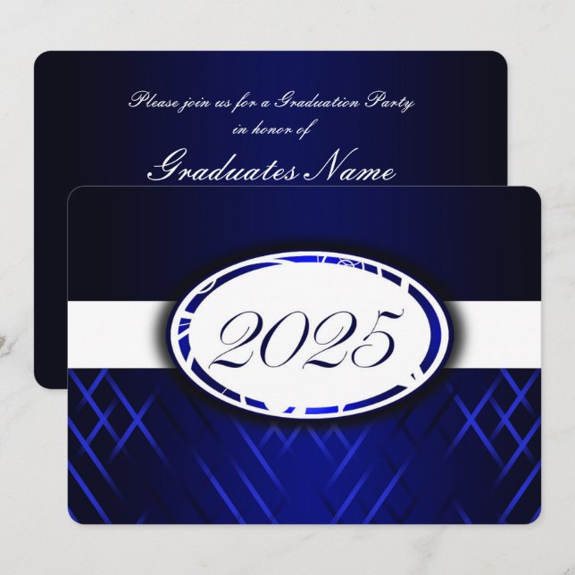 Blue and White Class of 2025 Party Invitation (Front/Back)