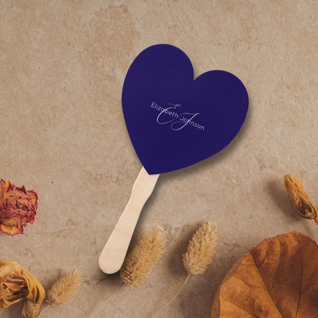 blue and white classic minimalist name customized hand fan (Creator Uploaded)