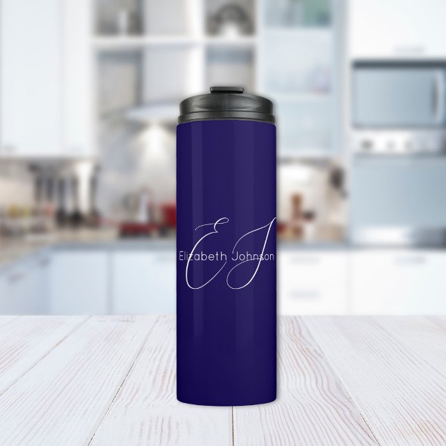 blue and white classic name customized thermal tumbler (Creator Uploaded)