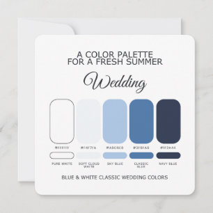 Blue and White Classic Wedding Colour Palette Card