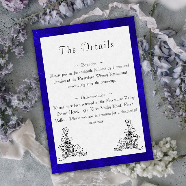 Blue and White Classic Wedding Details Enclosure Card (Creator Uploaded)