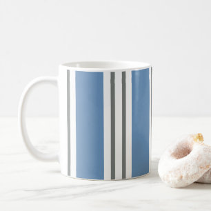 Blue and White Coastal Stripes Coffee Mug