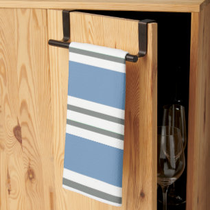 Blue and White Coastal Stripes Kitchen Towel