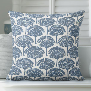 Blue and White Coastal Throw Pillow