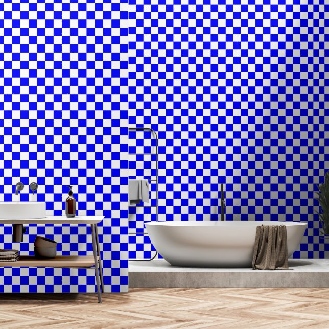 Blue and white colour peel and stick wallpaper (Bathroom)