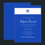 Blue and White | Colours of Israel Bar Mitzvah Invitation<br><div class="desc">Composed of elegant script and serif typography; All against a backdrop of blue and white background. 

This is designed by Select Party Supplies,  exclusive for Zazzle.

Available here:
http://www.zazzle.com/selectpartysupplies</div>