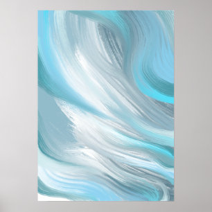 Blue and White Composition Abstract Poster