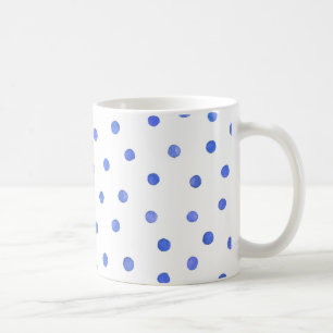 Blue and White Confetti Dots Pattern Coffee Mug