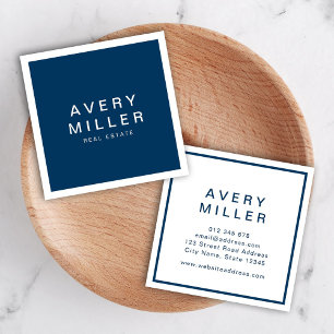 Blue and White Corporate Modern Professional Square Business Card