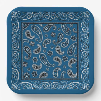 Blue and White Cowboy  Paper Plate