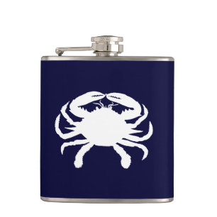 Blue and White Crab Shape Hip Flask