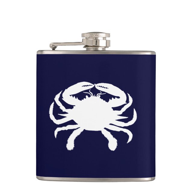 Blue and White Crab Shape Hip Flask (Front)