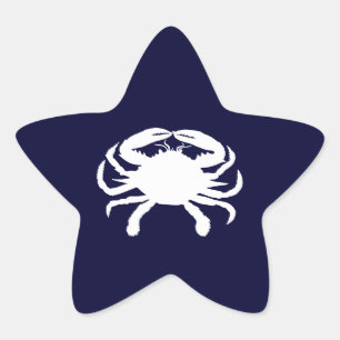 Blue and White Crab Shape Star Sticker