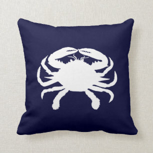 Blue and White Crab Shape Throw Pillow