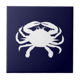 Blue and White Crab Shape Tile