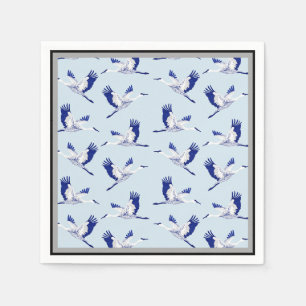 Blue and white cranes napkin