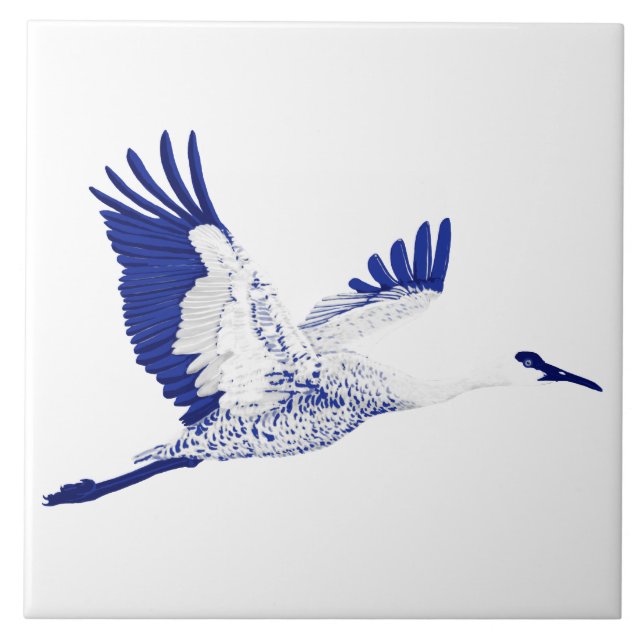 Blue and white cranes tile (Front)