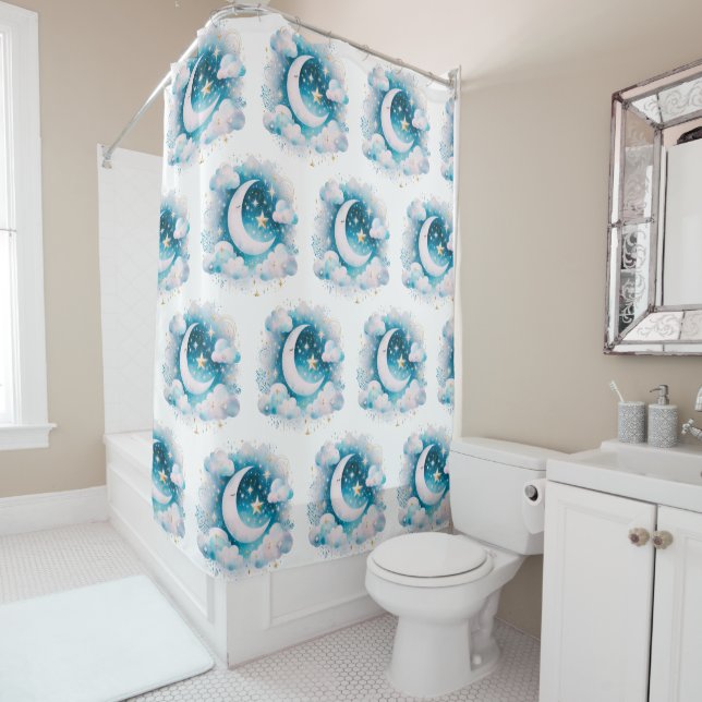Blue and White Crescent Moon Celestial Boho Modern (In Situ)