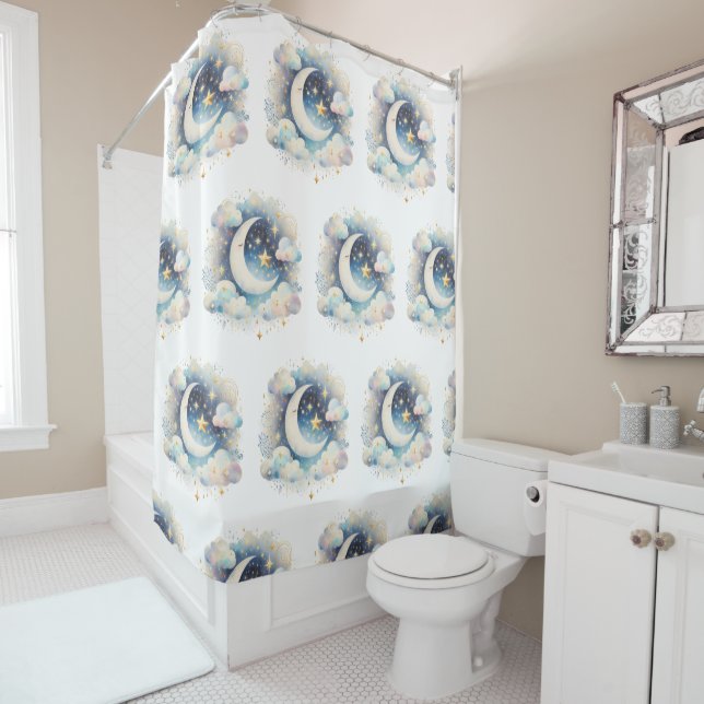 Blue and White Crescent Moon Celestial Boho Modern (In Situ)