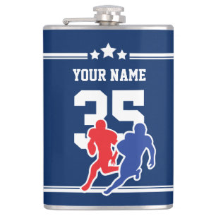 Blue and white customizable football team colours hip flask