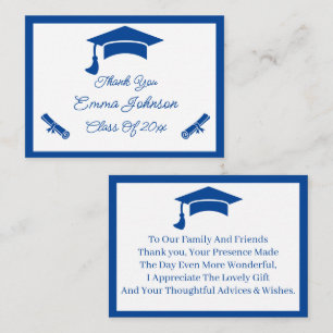 Blue And White Customized Graduation Thank You Card
