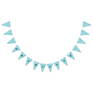 Blue and White Dachshund Bunting Party Banner
