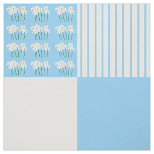 Blue and white daisy quilt squares fabric