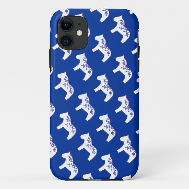 Blue and white dala horse iPhone case (Back)