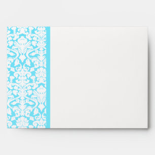 Blue and White Damask Return Address A7 Envelope
