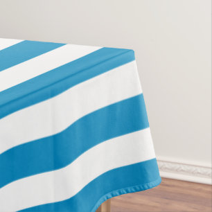 Blue and White Deckchair Stripes Tablecloth
